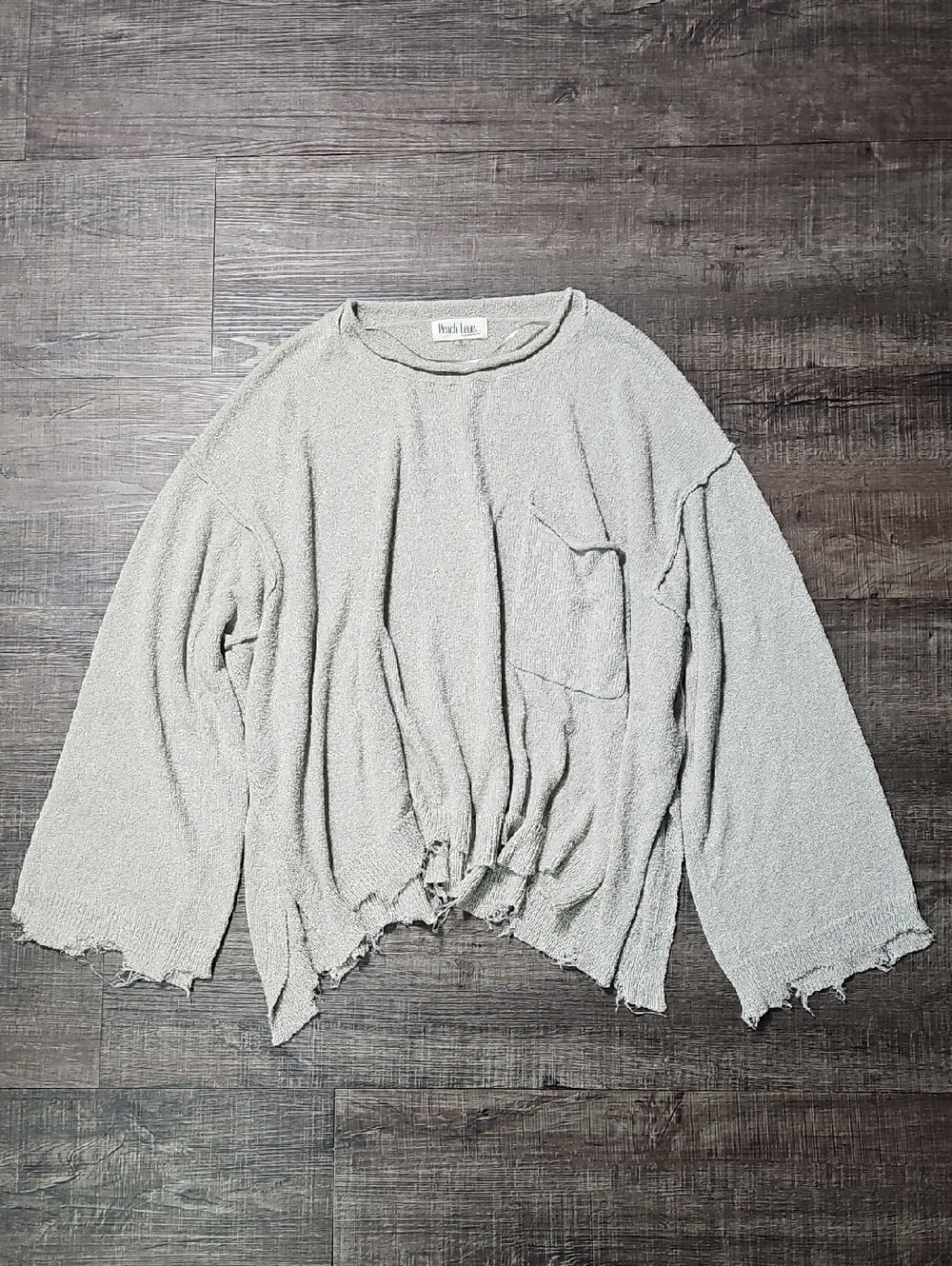 Peach Love California -  Distressed Knit Sweater